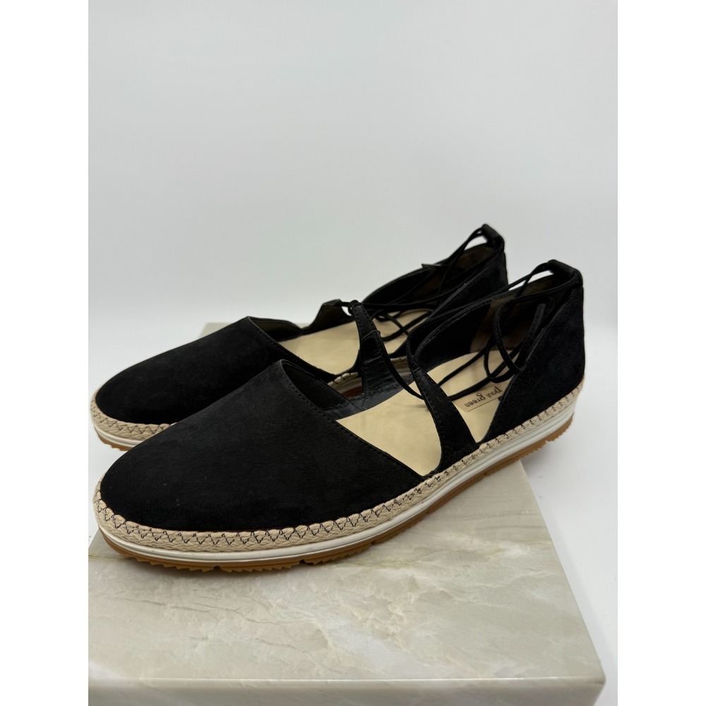 Paul Green Womens Black Marcey Espadrille Lace Up Shoe Size 10.5 Comfort